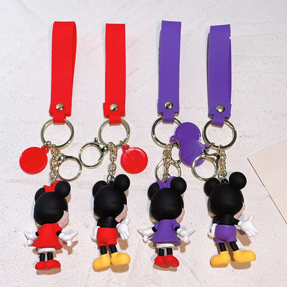 Disney Mickey Minnie Mouse Cartoon Doll Keyrings Keychain Bag Charms