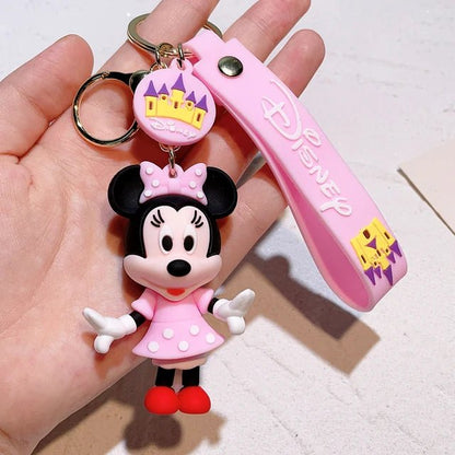 Disney Mickey Minnie Mouse Cartoon Doll Keyrings Keychain Bag Charms