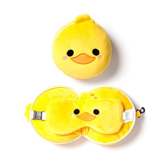Duck Relaxeazzz Plush Round Kids Travel Pillow & Eye Mask Set
