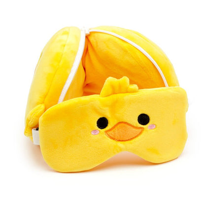 Duck Relaxeazzz Plush Round Kids Travel Pillow & Eye Mask Set