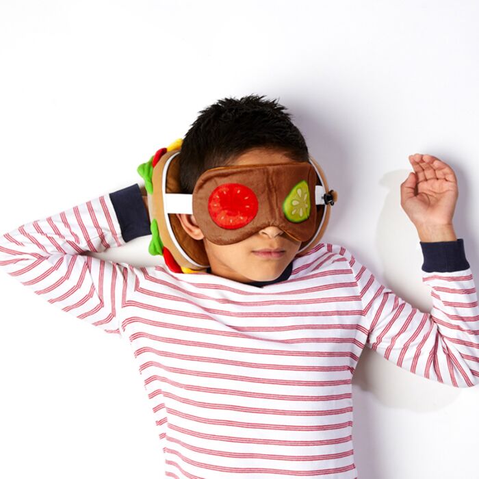 Fast Food Burger Relaxeazzz Plush Round Kids Travel Pillow & Eye Mask Set