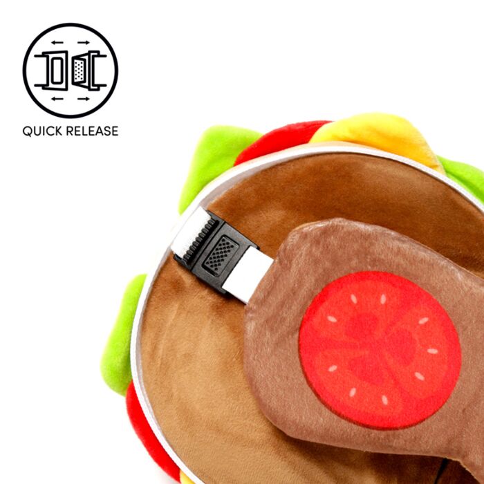 Fast Food Burger Relaxeazzz Plush Round Kids Travel Pillow & Eye Mask Set
