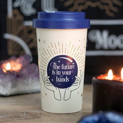 Fortune Teller Bamboo Eco Travel Mug with Blue Lid & Sleeve