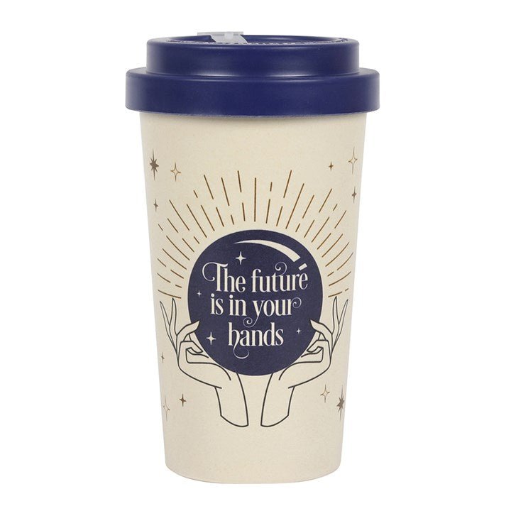 Fortune Teller Bamboo Eco Travel Mug with Blue Lid & Sleeve