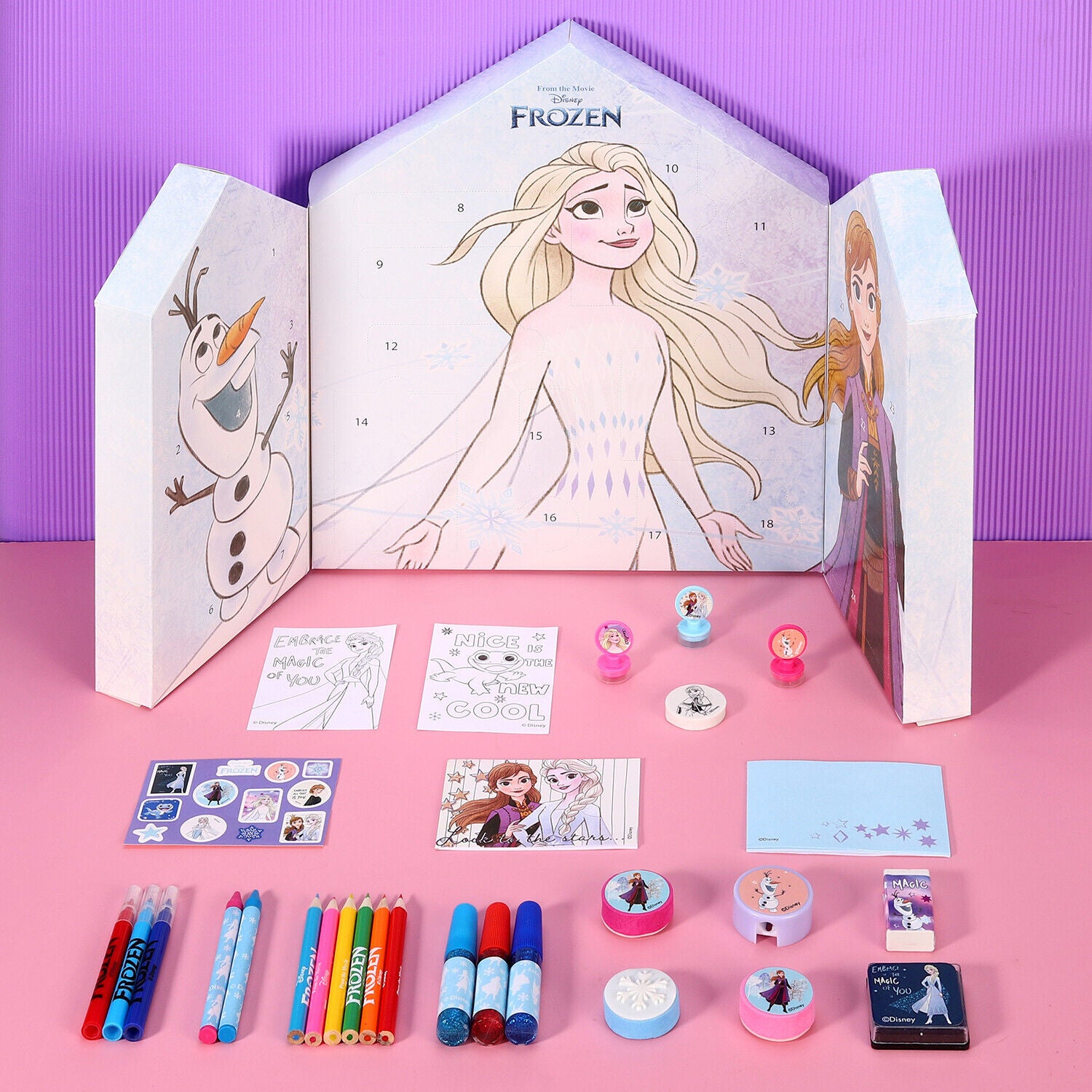 Frozen Anna Elsa Christmas Advent Calendar Art & Craft Stationery Set