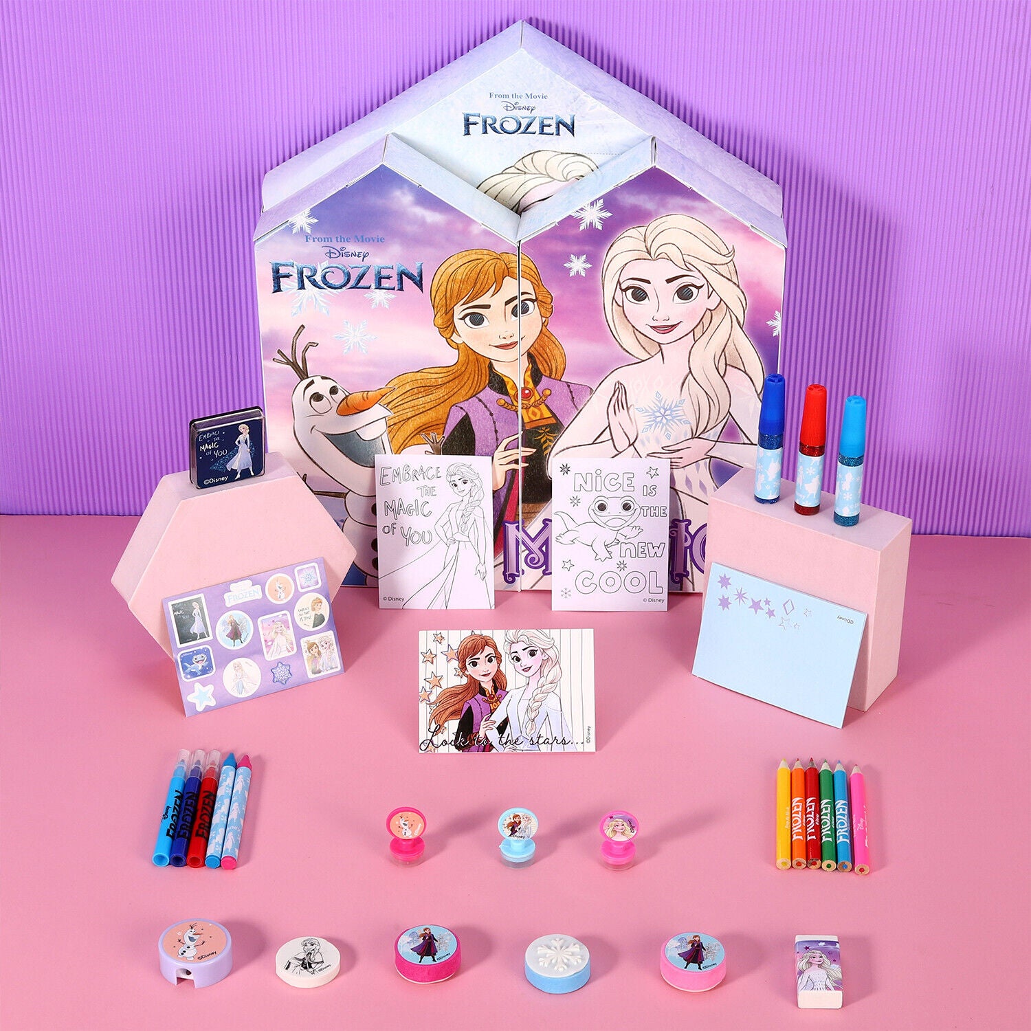 Frozen Anna Elsa Christmas Advent Calendar Art & Craft Stationery Set