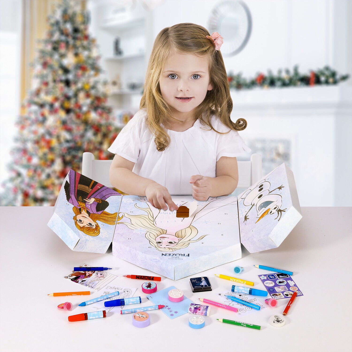 Frozen Anna Elsa Christmas Advent Calendar Art & Craft Stationery Set