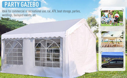 White Gazebo Marquee Party Canopy Tent with Steel Frame - 6 x 4m