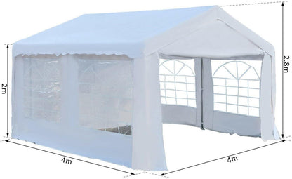 White Gazebo Marquee Party Canopy Tent with Steel Frame - 4 x 4m