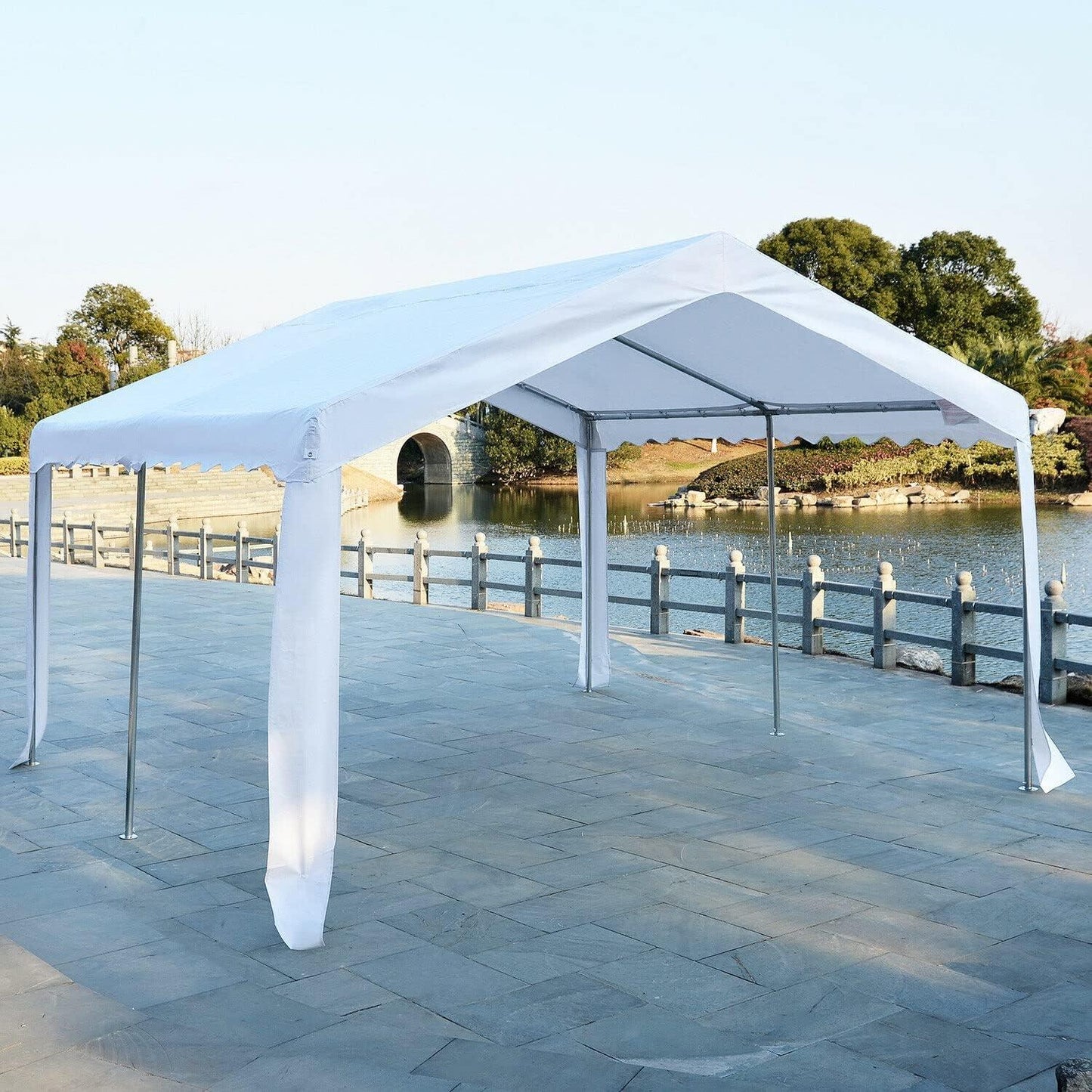 White Gazebo Marquee Party Canopy Tent with Steel Frame - 4 x 4m