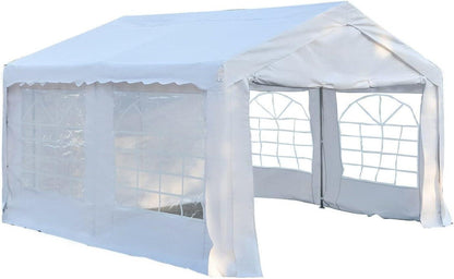White Gazebo Marquee Party Canopy Tent with Steel Frame - 4 x 4m