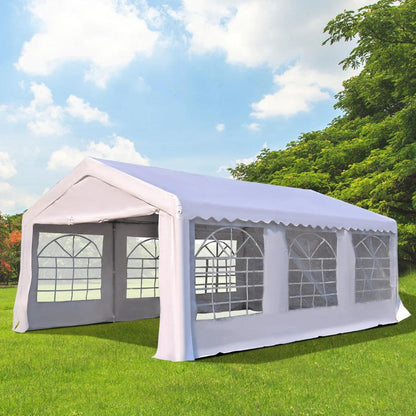 White Gazebo Marquee Party Canopy Tent with Steel Frame - 6 x 4m