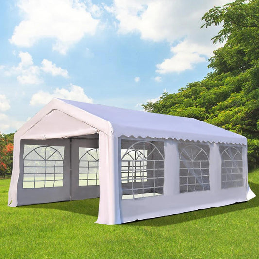 White Gazebo Marquee Party Canopy Tent with Steel Frame - 6 x 4m