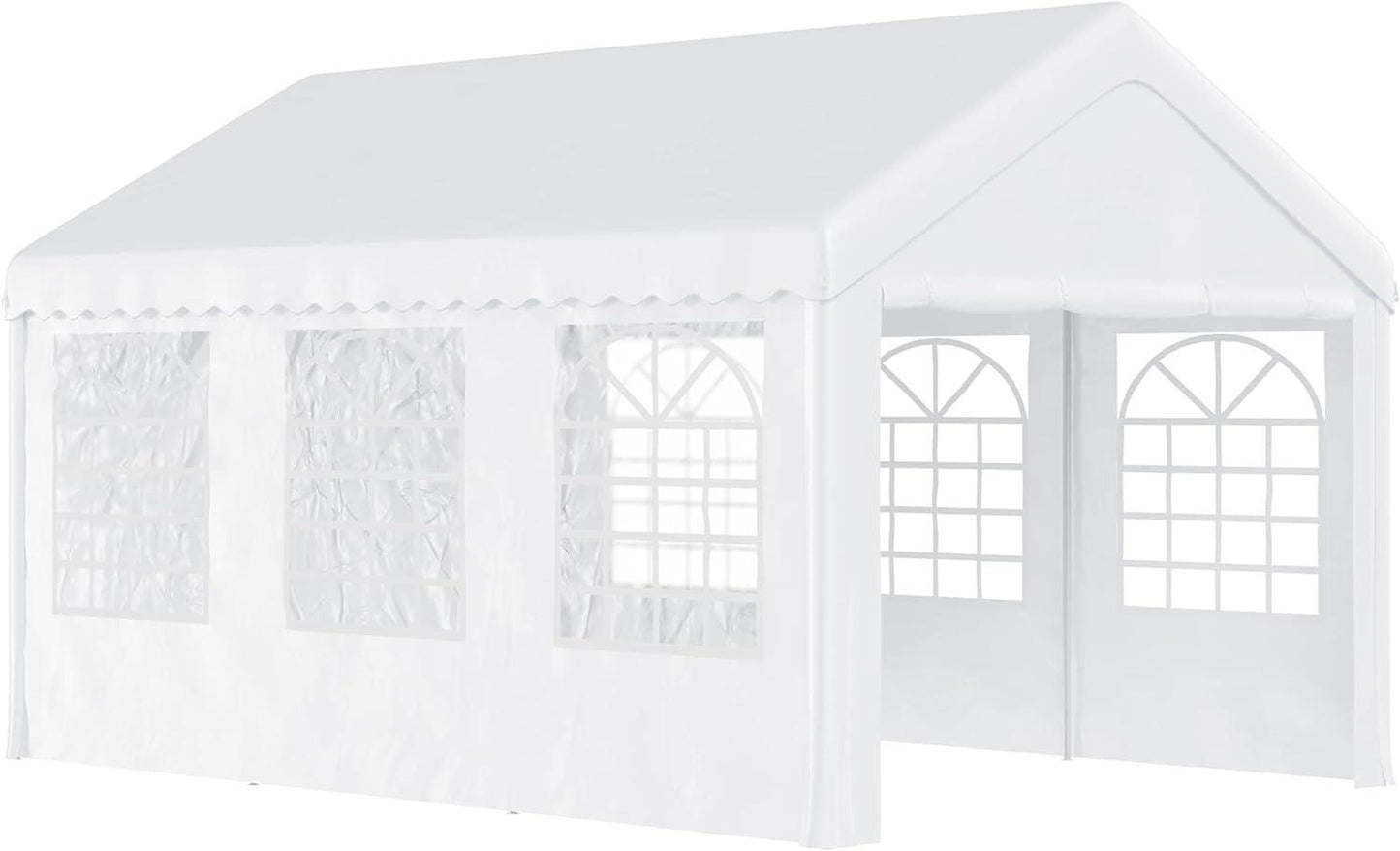 White Gazebo Marquee Party Canopy Tent with Steel Frame - 6 x 4m