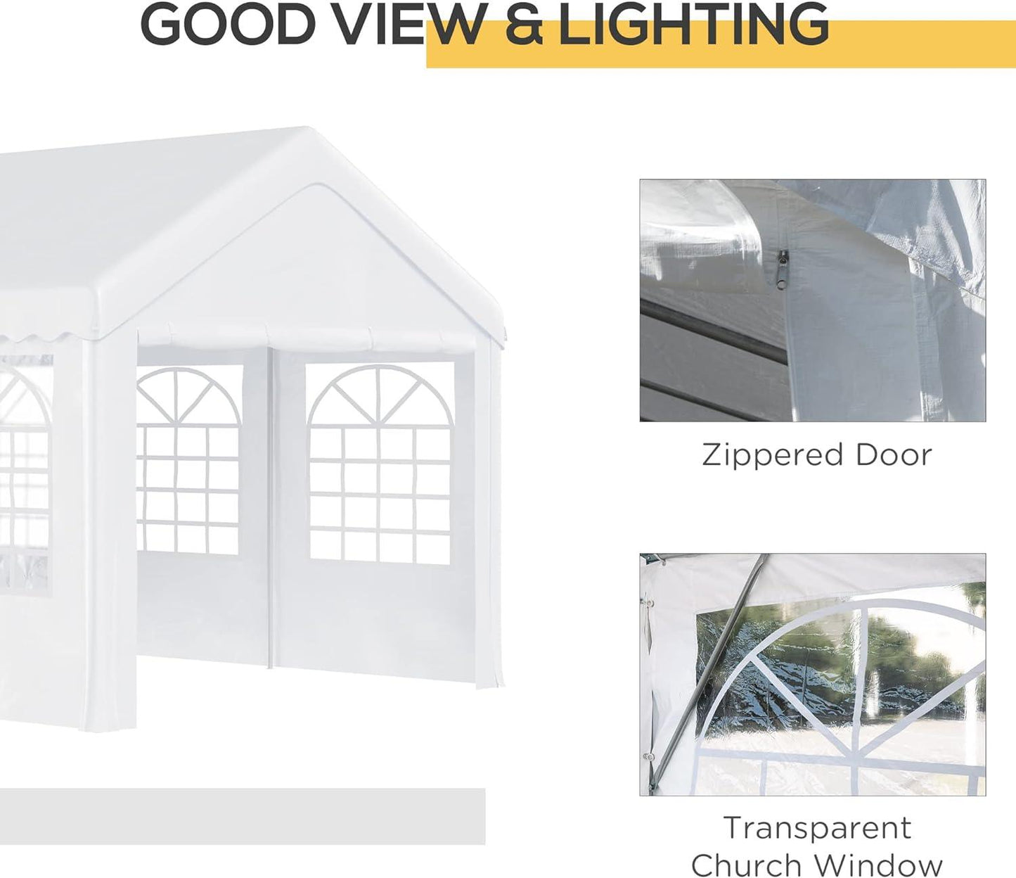 White Gazebo Marquee Party Canopy Tent with Steel Frame - 6 x 4m