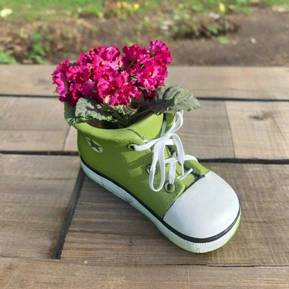Green Shoe Trainers Quirky Garden Planter Pot Decoration