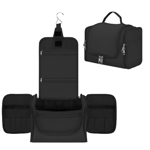 Hanging Waterproof Toiletry Bag Travel Storage Organiser - Black
