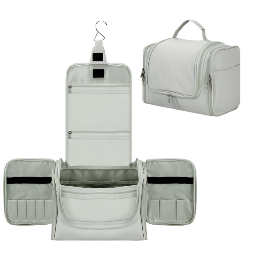 Hanging Waterproof Toiletry Bag Travel Storage Organiser - Light Grey