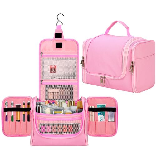Hanging Waterproof Toiletry Bag Travel Storage Organiser - Pink