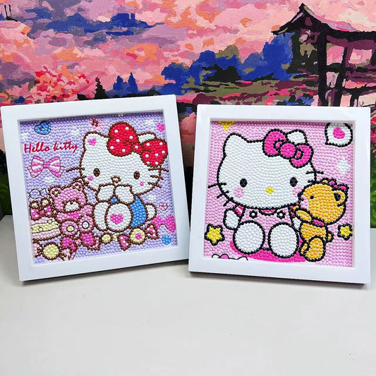 Kids Hello Kitty Colourful Square DIY Diamond Painting Art Kits with Frame