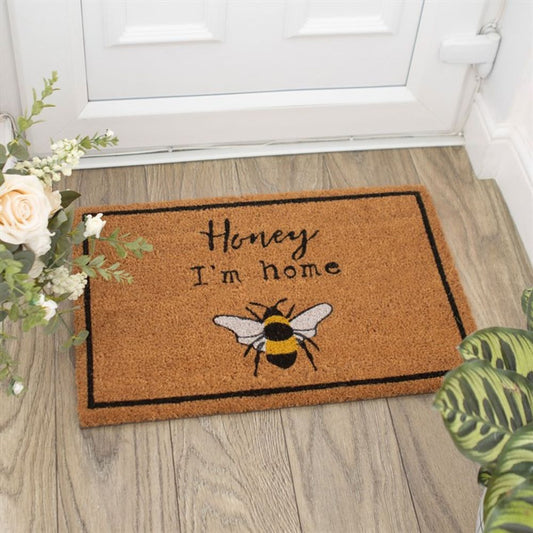 Honey I’m Home Bee Design Natural Coir Doormat