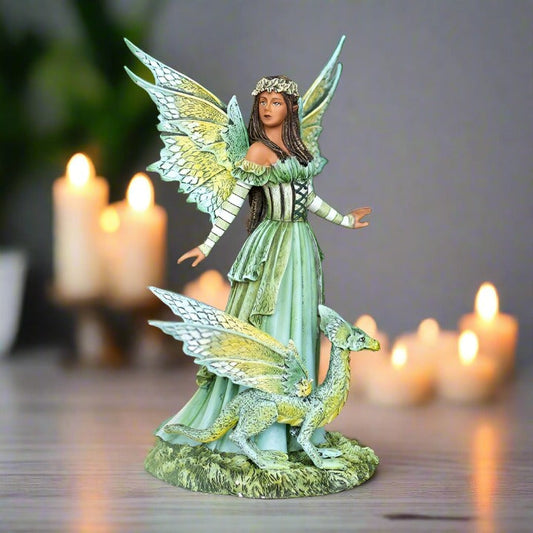 Jewel of the Forest Green Fairy Dragon Figurine by Amy Brown