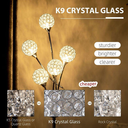 K9 Crystal 5 Glass Balls Standing Floor Lamp Light Decoration - Silver