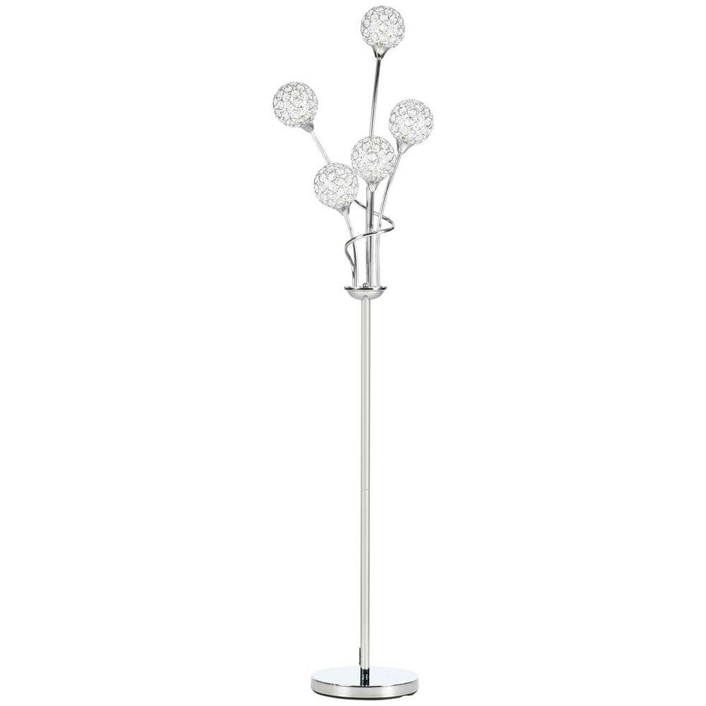 K9 Crystal 5 Glass Balls Standing Floor Lamp Light Decoration - Silver