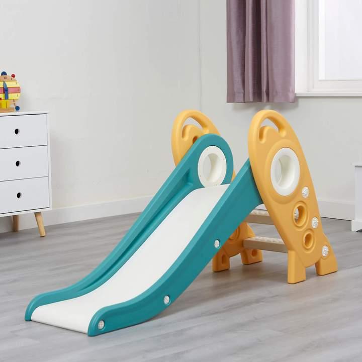 Kids Toddler Folding Rocket Slide Indoor Outdoor Activity - Green & Gold