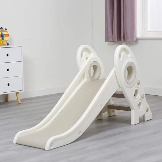 Kids Toddler Folding Rocket Slide Indoor Outdoor Activity - Grey & White