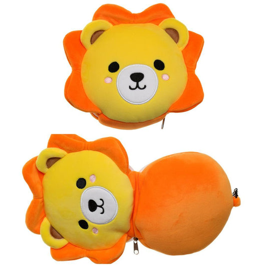 Lion Relaxeazzz Plush Round Kids Travel Pillow & Eye Mask Set