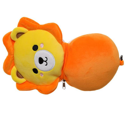 Lion Relaxeazzz Plush Round Kids Travel Pillow & Eye Mask Set