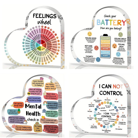Mental Health Positive Affirmations Therapy Acrylic Heart Signs Decor Gift