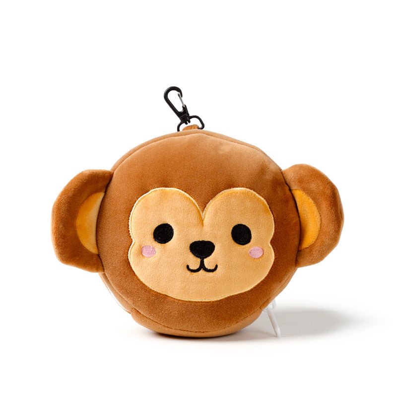 Monkey Relaxeazzz Plush Round Kids Travel Pillow & Eye Mask Set