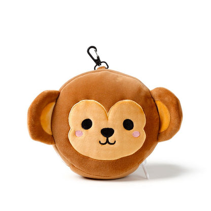 Monkey Relaxeazzz Plush Round Kids Travel Pillow & Eye Mask Set