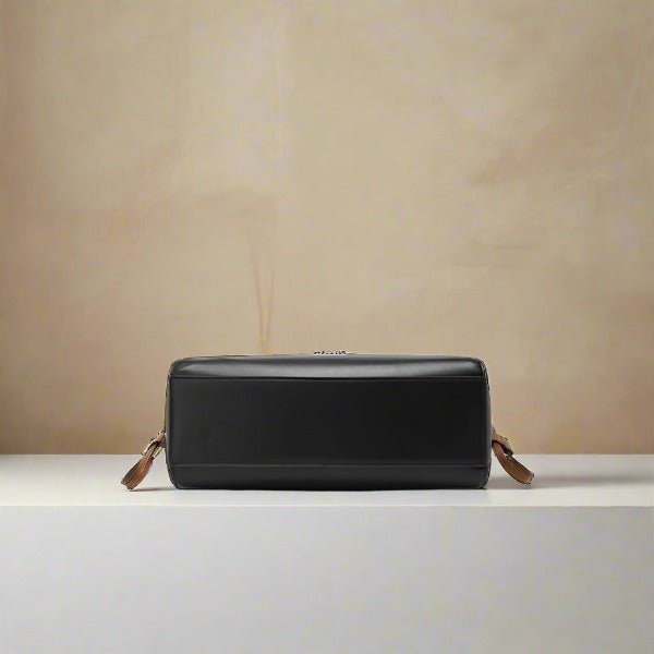 Monogram Pattern Tote Shoulder Bag Handbag - Black and Brown