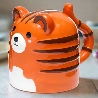 Orange Adoramals Tiger Upside Down Ceramic Mug