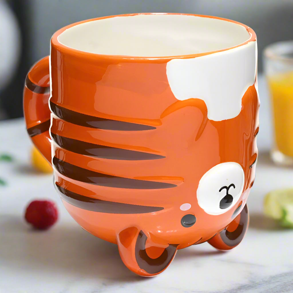 Orange Adoramals Tiger Upside Down Ceramic Mug