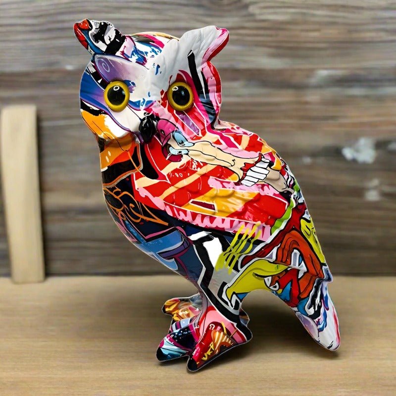 Colourful Owl Figurines Decorative Graffiti Animal Ornaments