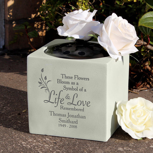 Personalised Life & Love Memorial Vase Rose Bowl Ornament