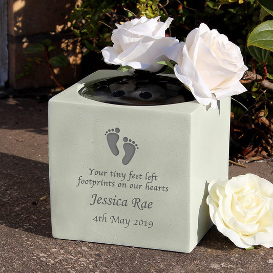 Personalised Footprints Children Memorial Vase Rose Bowl Ornament