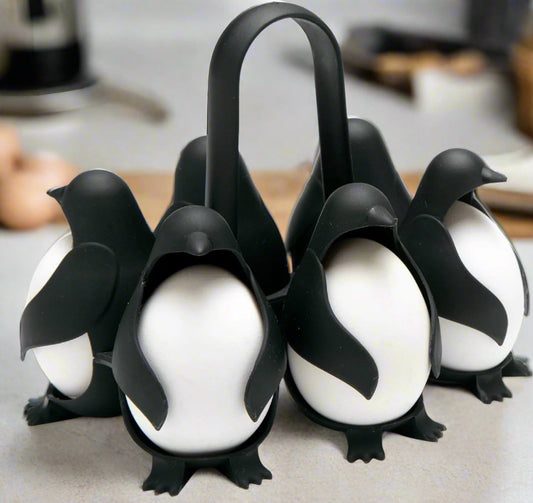 Penguin Shaped Egg Steamer Poacher & Storage for 6 Eggs with Handle