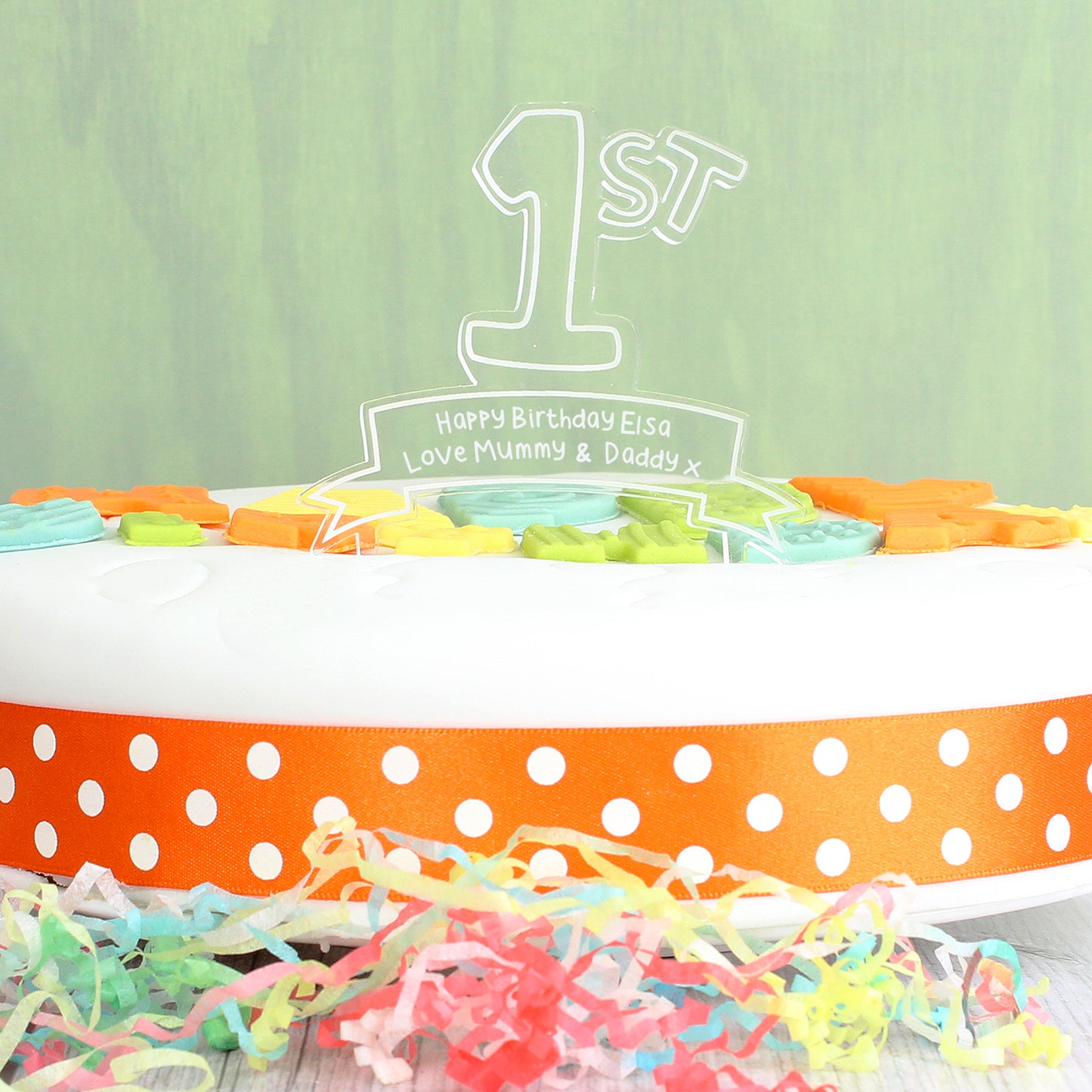 Personalised Acrylic '1st' Birthday Celebration Cake Topper