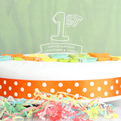 Personalised Acrylic '1st' Birthday Celebration Cake Topper