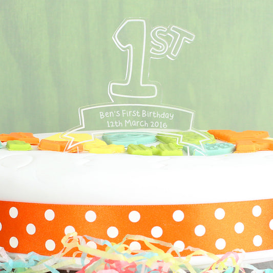 Personalised Acrylic '1st' Birthday Celebration Cake Topper