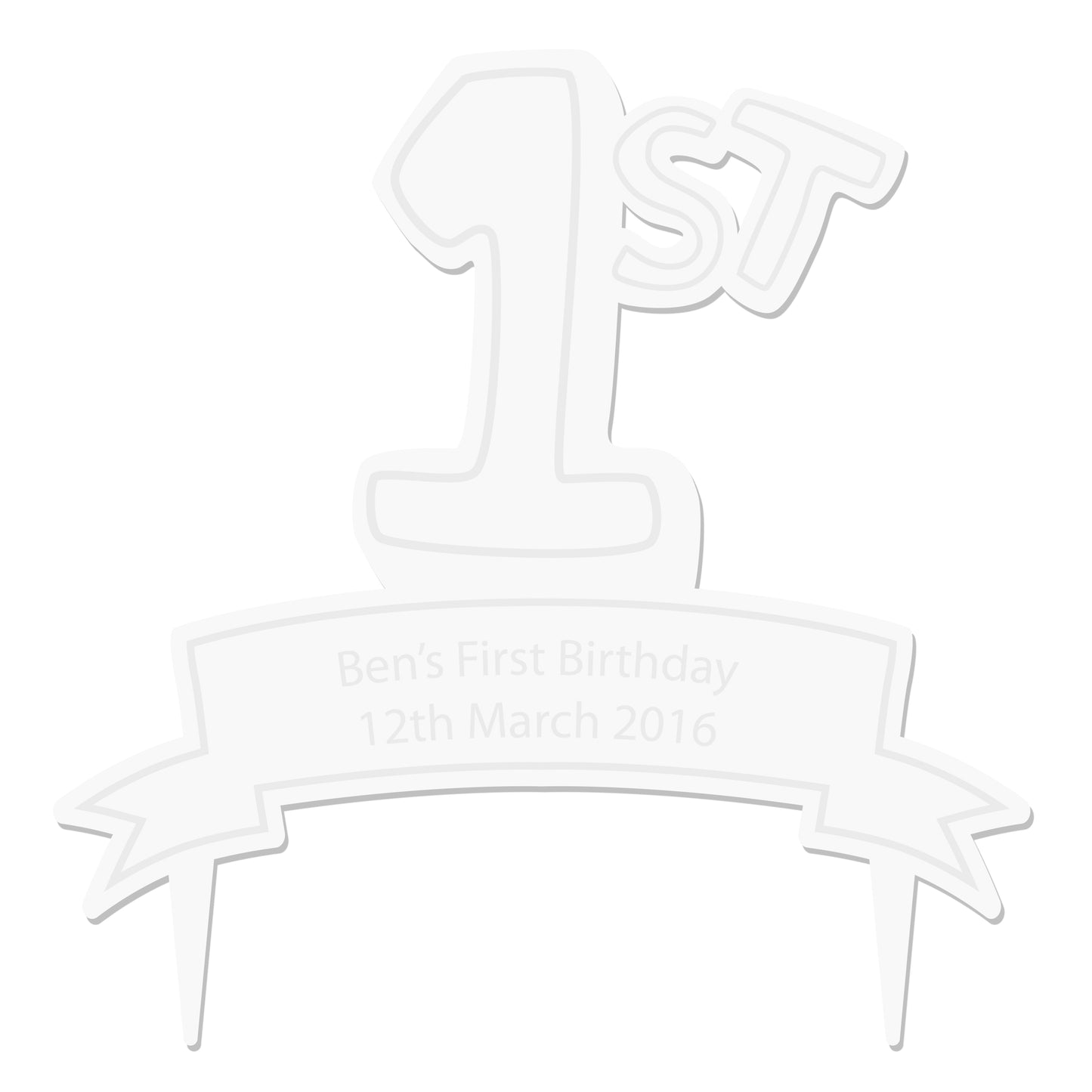 Personalised Acrylic '1st' Birthday Celebration Cake Topper