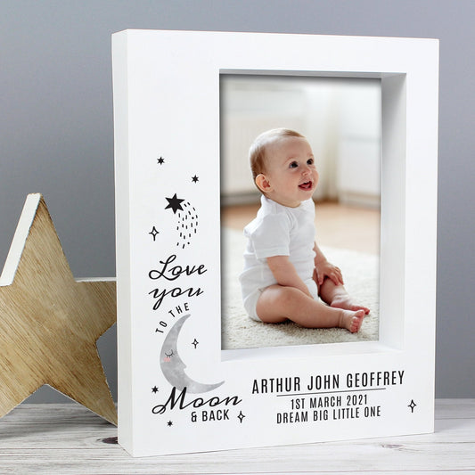 Personalised Baby To The Moon and Back 5x7 Box Photo Frame Block