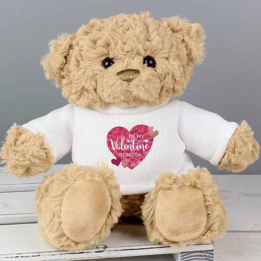 Personalised Be My Valentine's Day Confetti Hearts Plush Teddy Bear