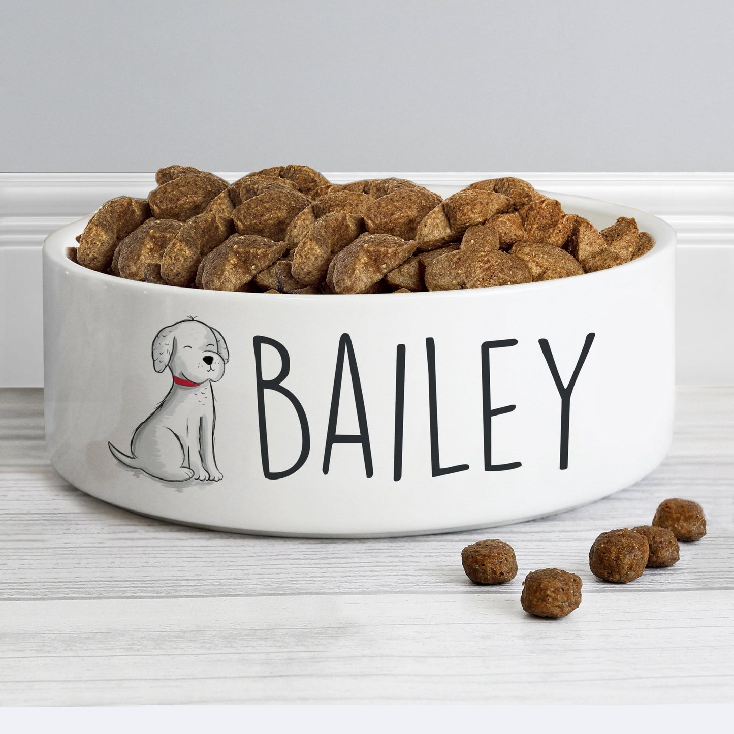 Personalised Ceramic Scribble Dog 14cm Medium Pet Bowl