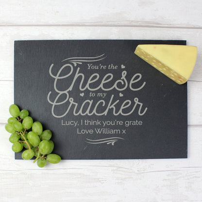 Personalised Cheese To My Cracker Rustic Slate Rectangle Cheeseboard